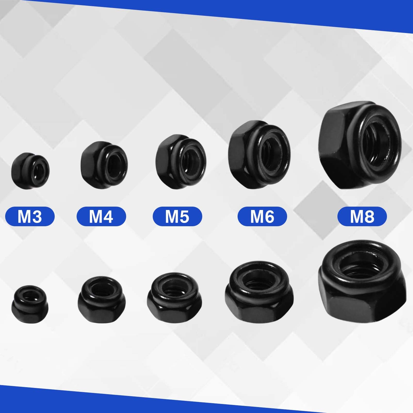 LEONTOOL Contre-écrous Nylstop M6 noir lot 50 pcs
