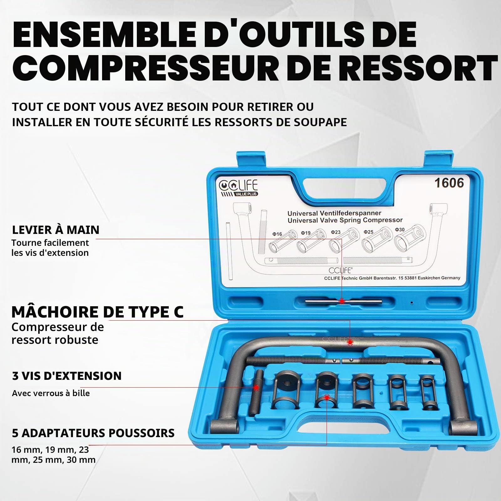 CCLIFE Spring Compressor compresseur ressort soupape 10 pièces
