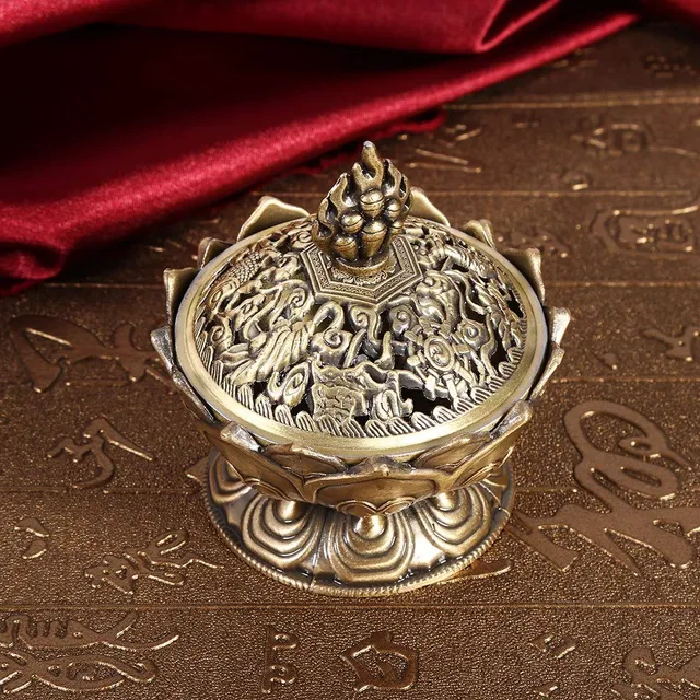 Jadeshay Articles Ménagers brûleur d'encens lotus bronze zinc