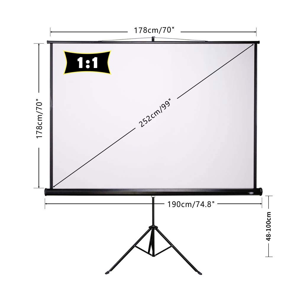 CCLIFE DIY Tools Écran Vidéoprojecteur Trépied 178x178cm 100"