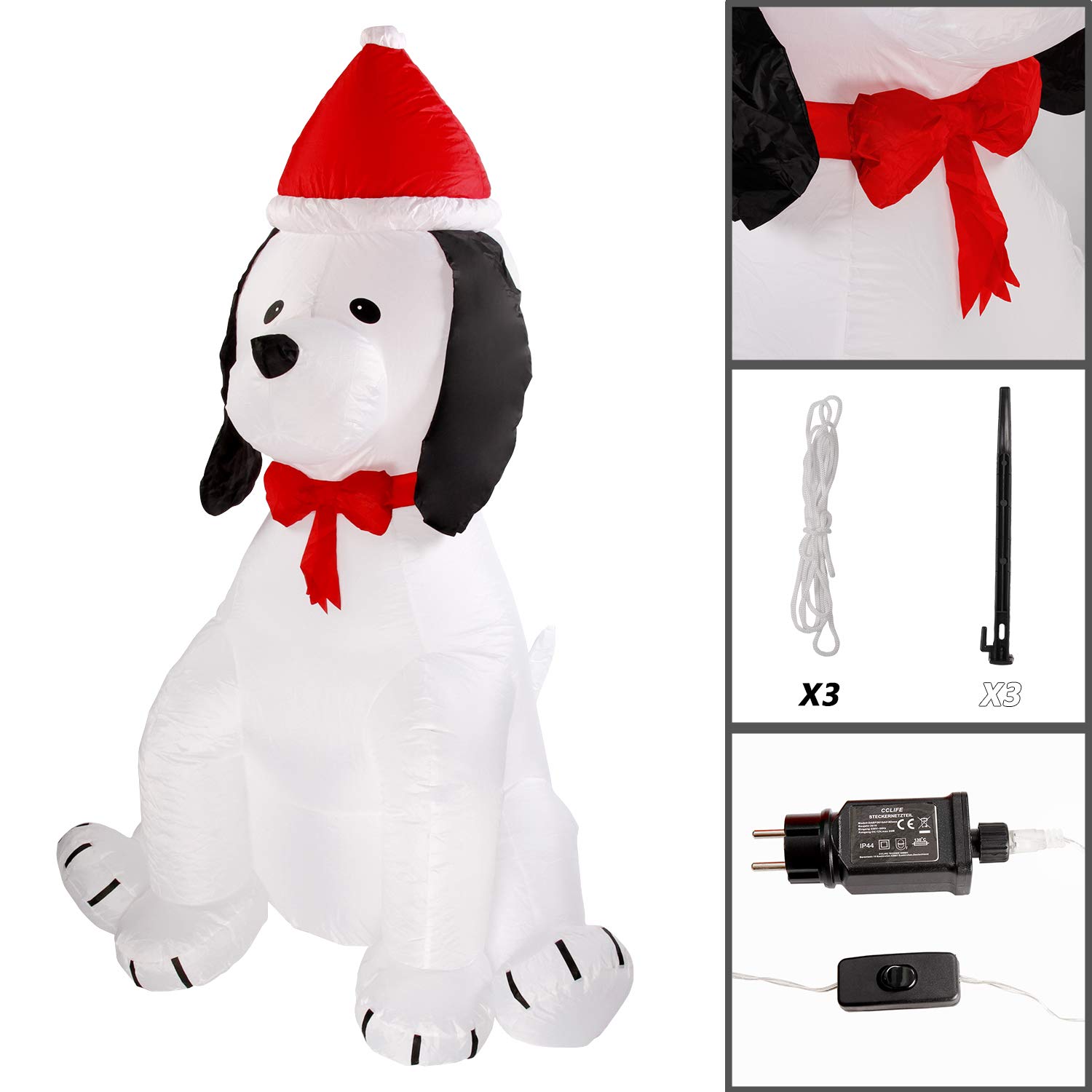 CCLIFE DIY Tools Chien Gonflable Décoration Noël LED 180cm