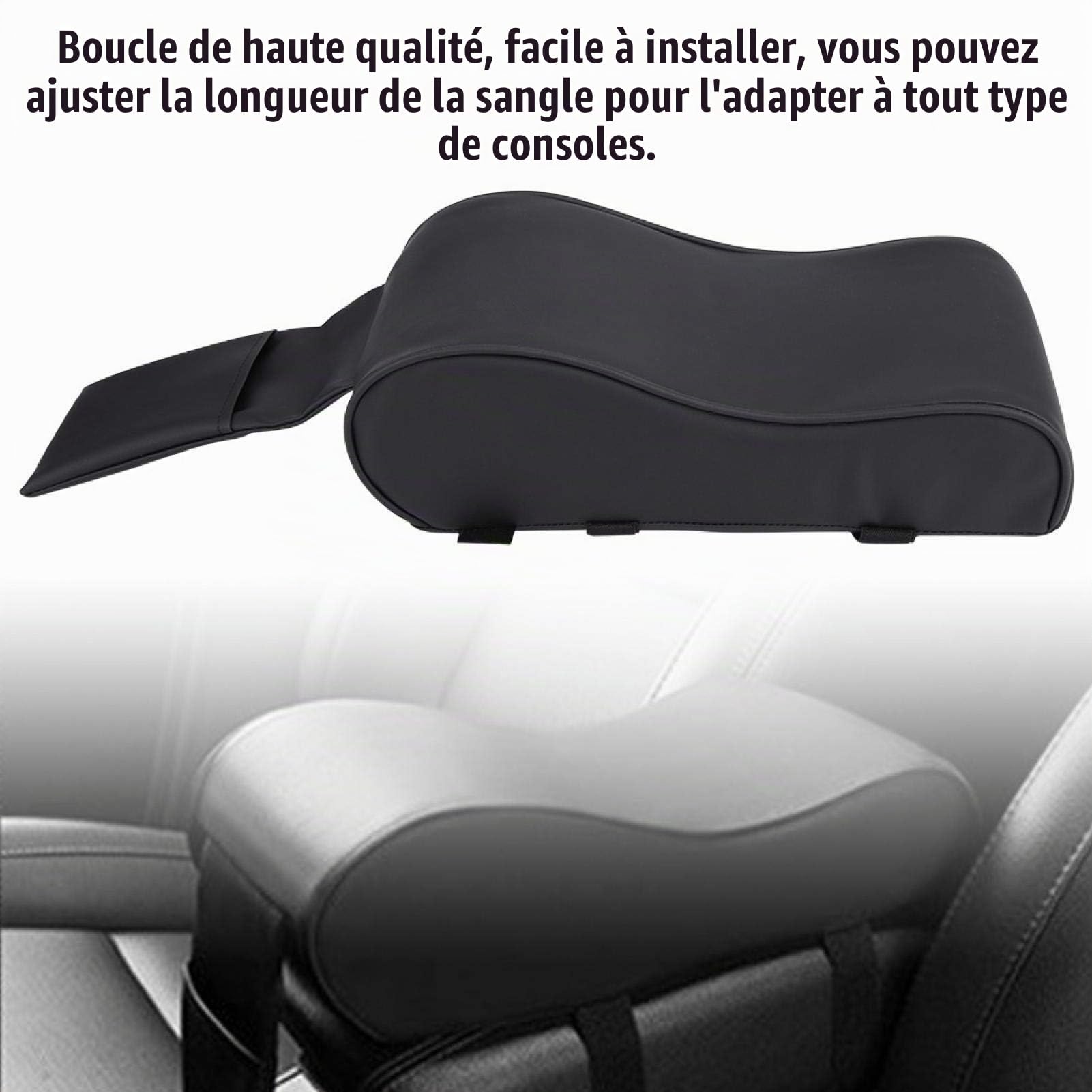 OUKENS Accessoires automobiles coussin accoudoir voiture cuir noir