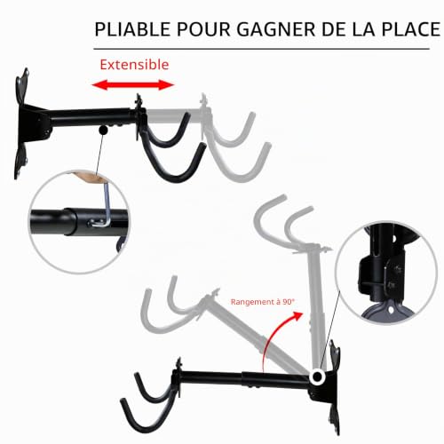 CCLIFE DIY Tools support vélo mural pliable 35 kg pivotant