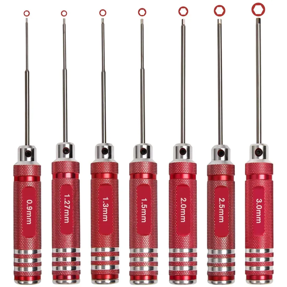 LEONTOOL Set 7 tournevis hexagonaux RC 0,9-3,0 mm alu
