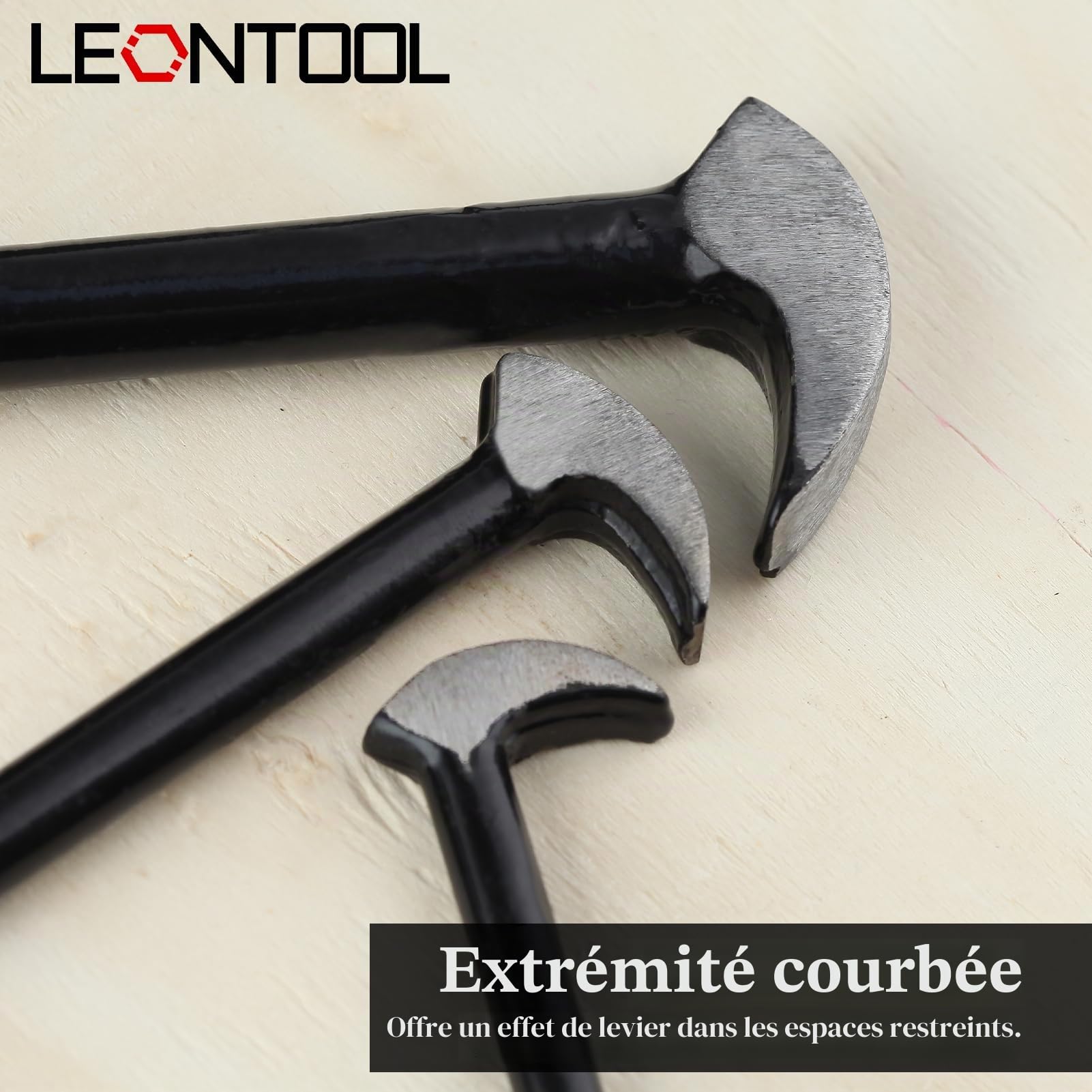 LEONTOOL Outils Automobiles pied de biche lot de 3 acier carbone