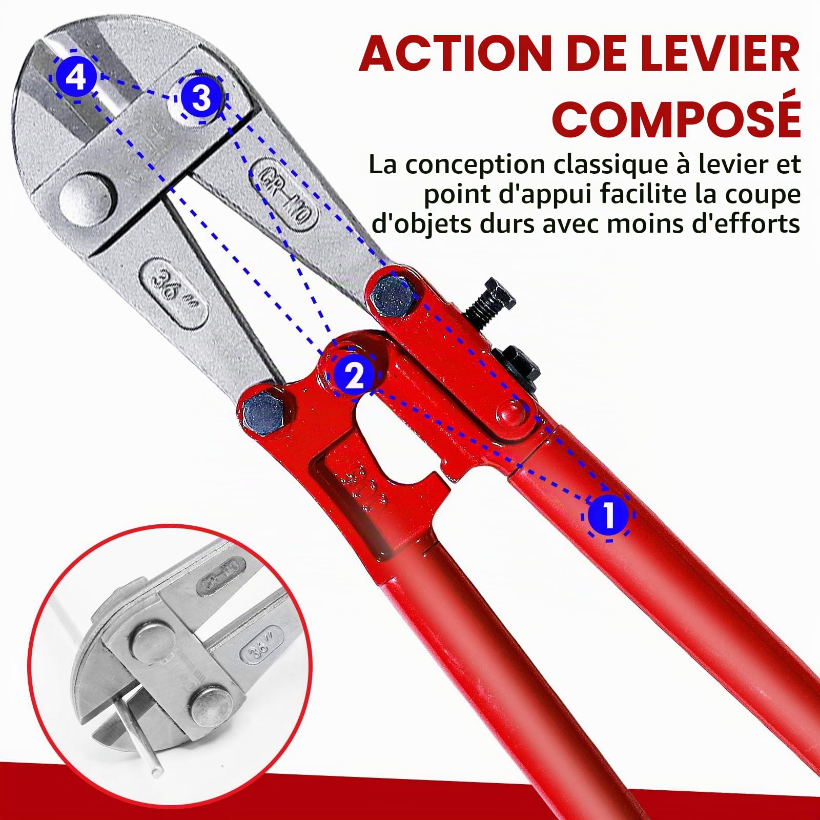 CCLife DIY Tools coupe-boulons 900 mm coupe 12 mm Cr-Mo