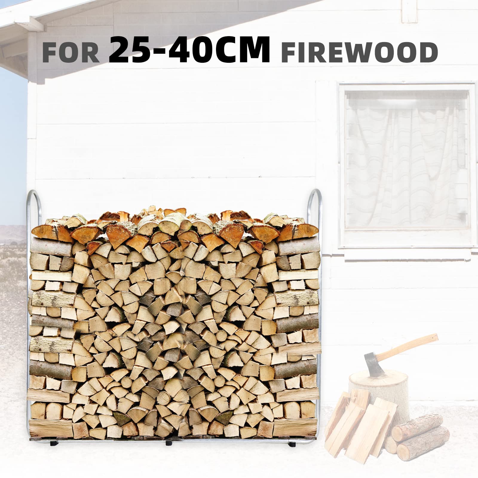 CCLife DIY Tools range-bûches métal pour bois 25-40 cm