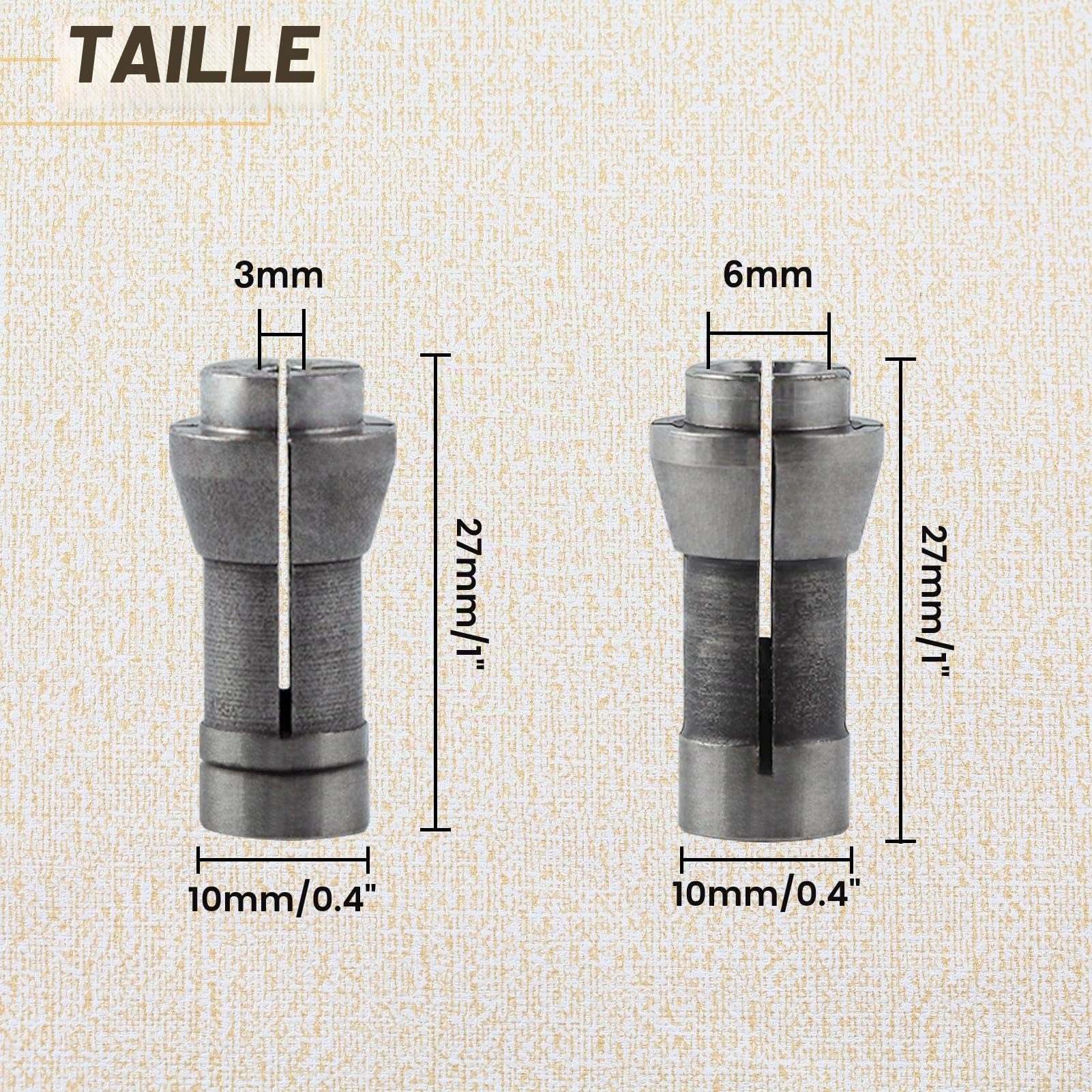 LEONTOOL Adaptateurs serrage 3 mm 6 mm lot de 4