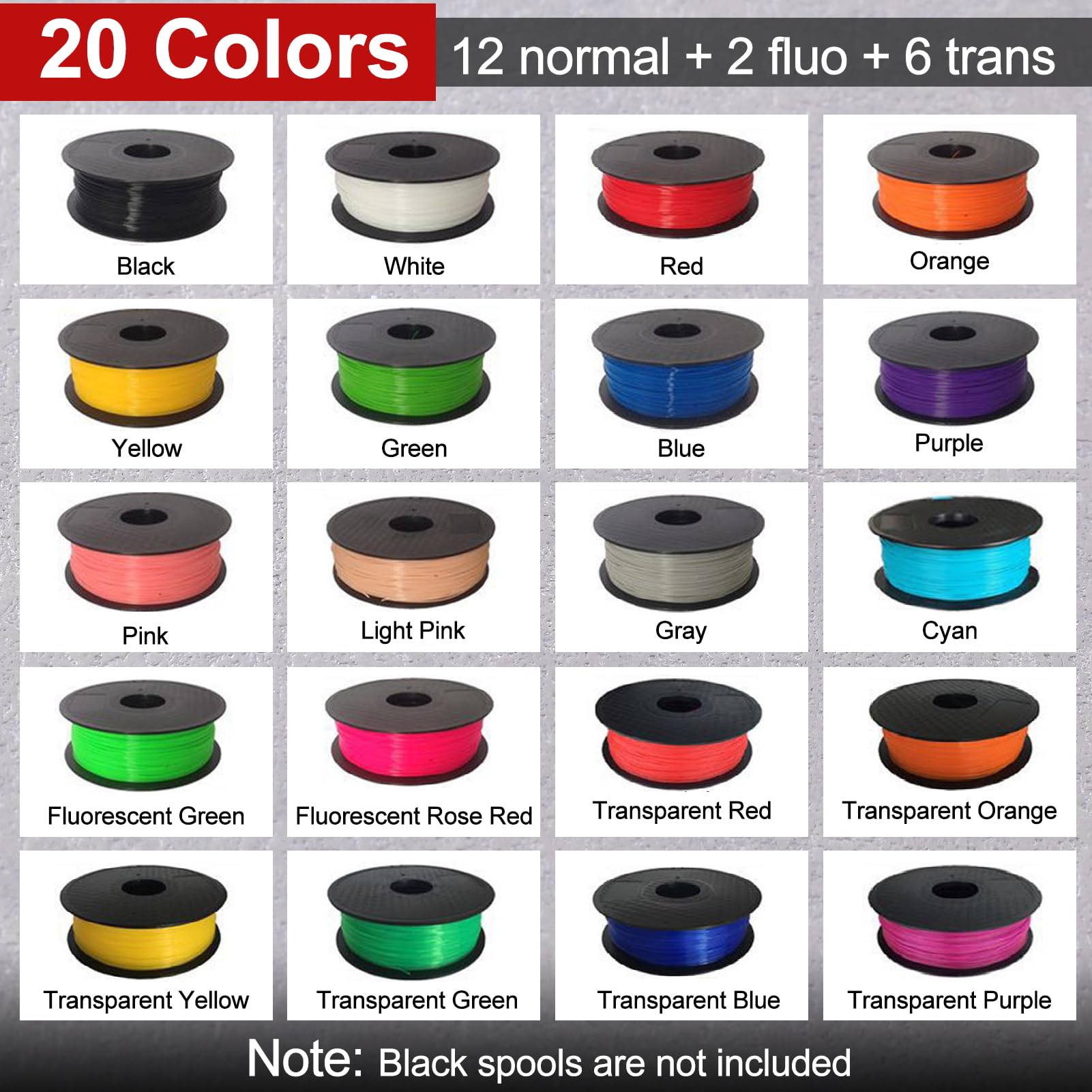 LEONTOOL Vis et Écrous filament PLA 1,75mm 20 couleurs 100m