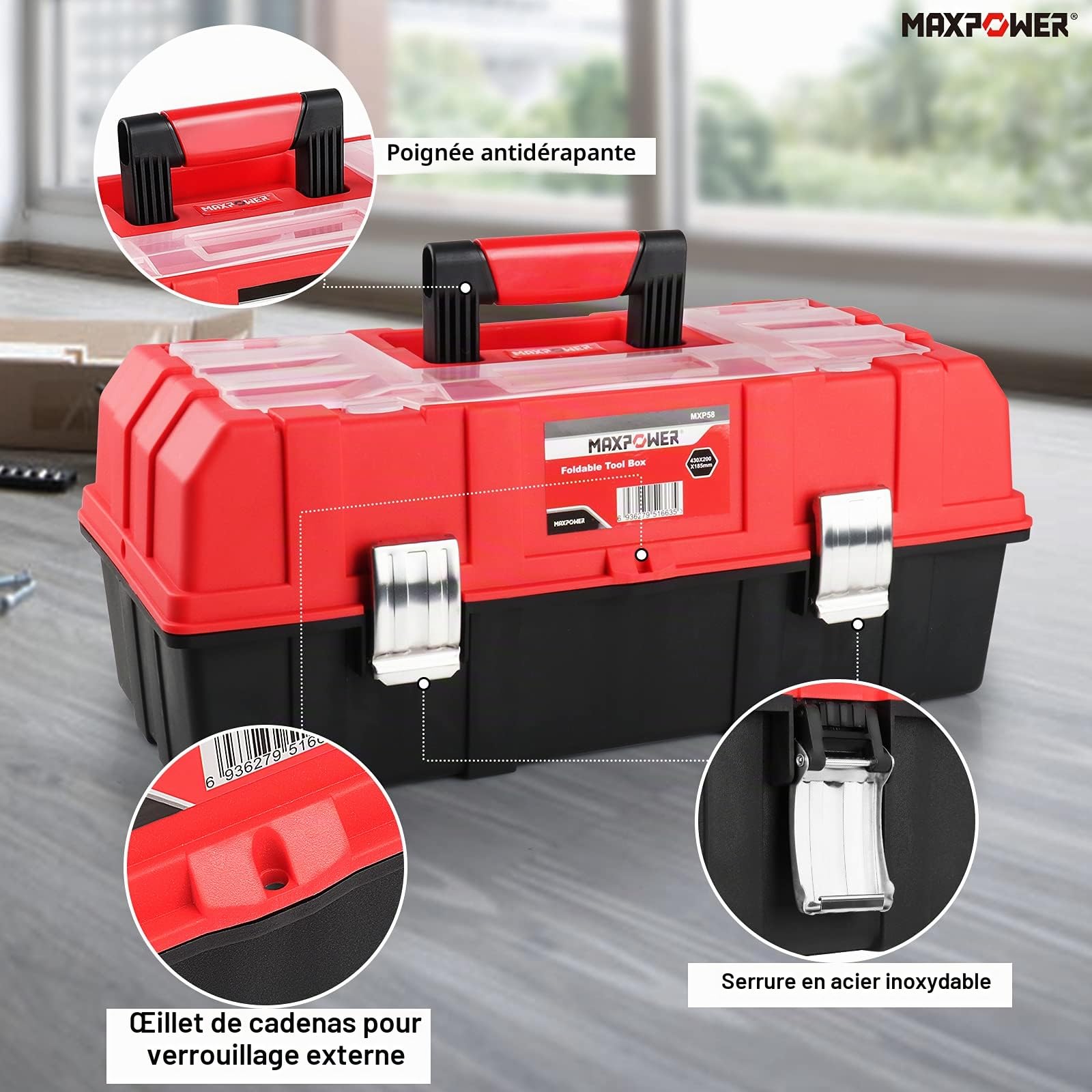 MaxPower Boite à outils 42 cm version améliorée PP