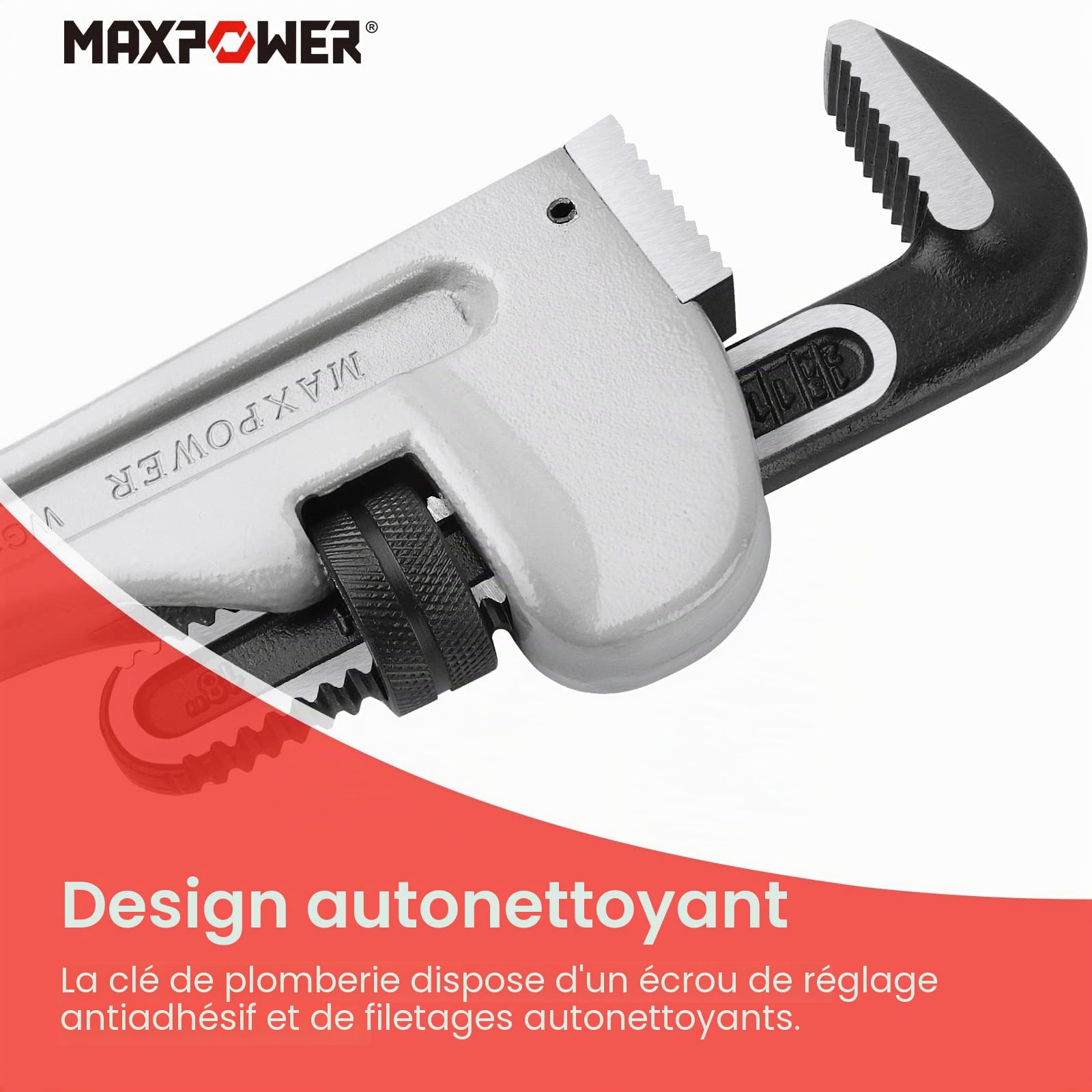 MaxPower Outils plomberie clé Stillson alu 450mm 18"