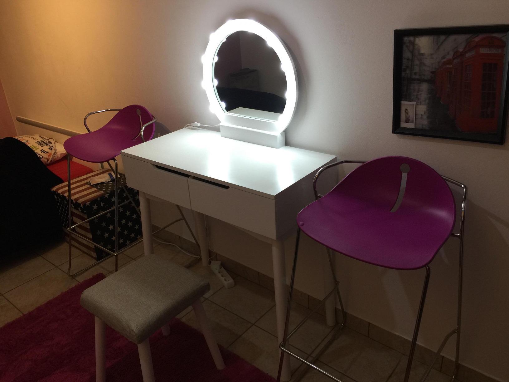 CCLIFE coiffeuse miroir LED blanc tabouret 80x40cm
