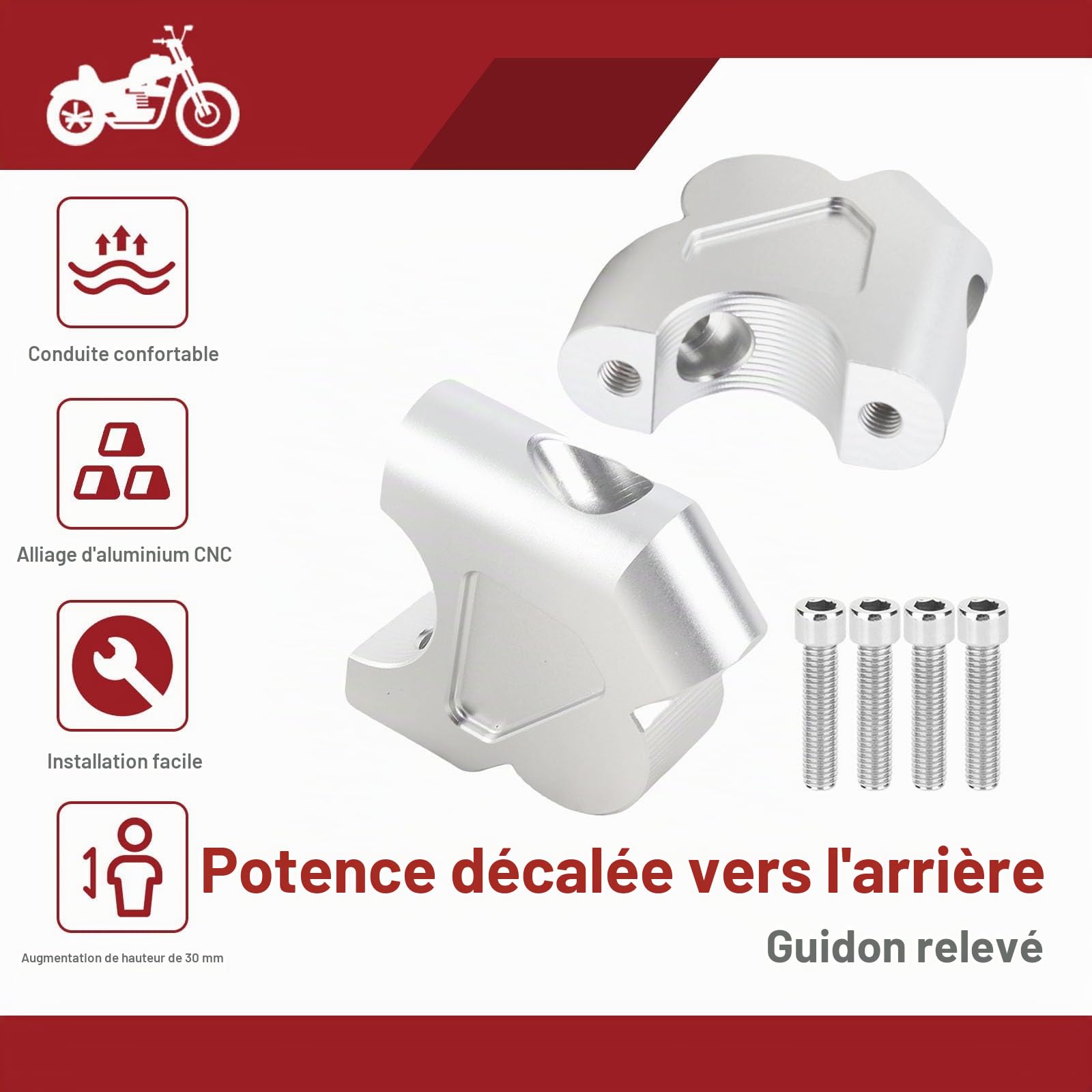 OUKENS Accessoires moto riser guidon R1200GS 30 mm alu