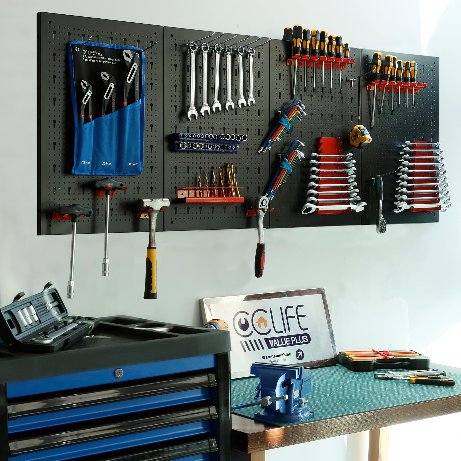 CCLIFE DIY Tools panneau mural 4 panneaux 160x60cm 37 crochets
