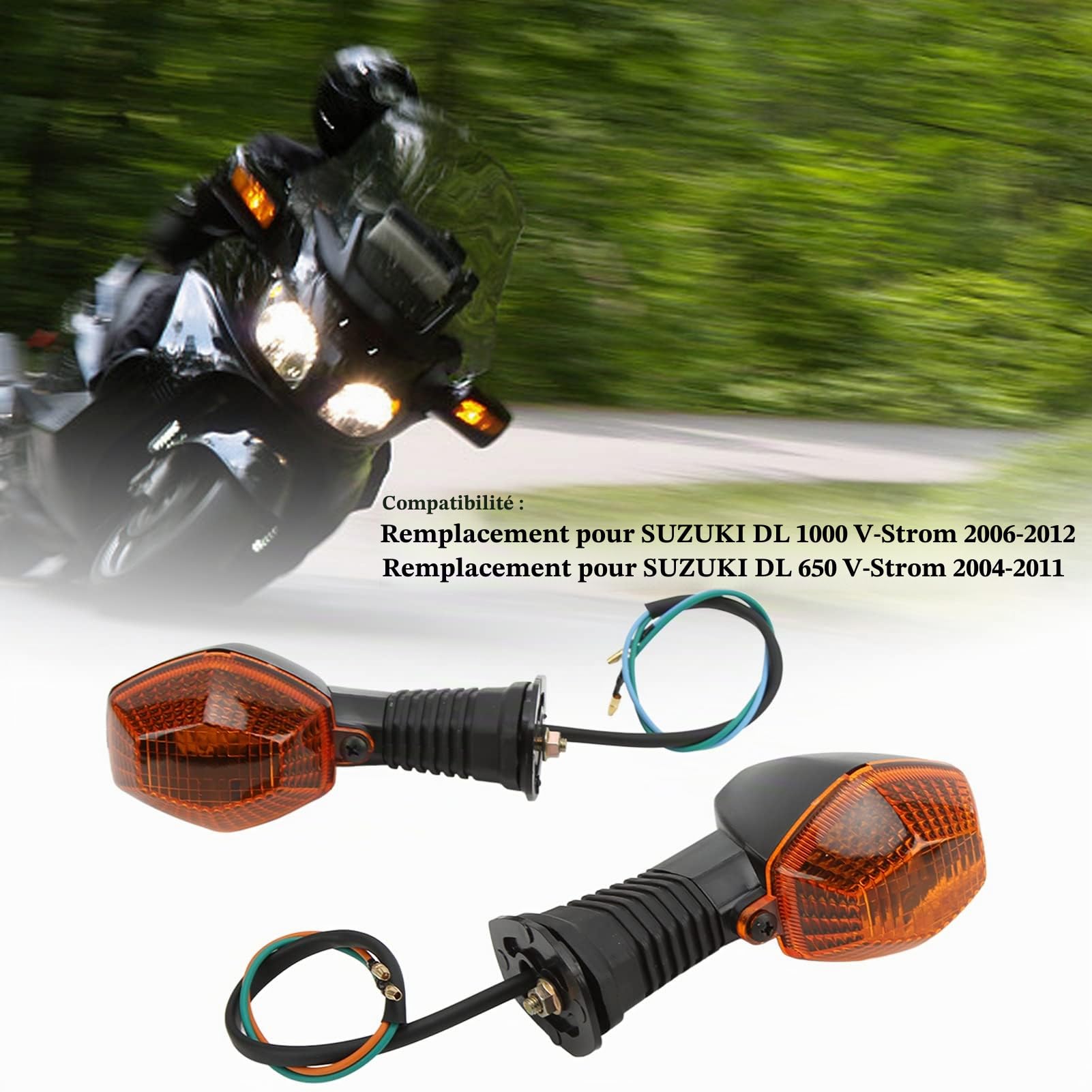 OUKENS clignotant moto avant Suzuki V-Strom brun 12V