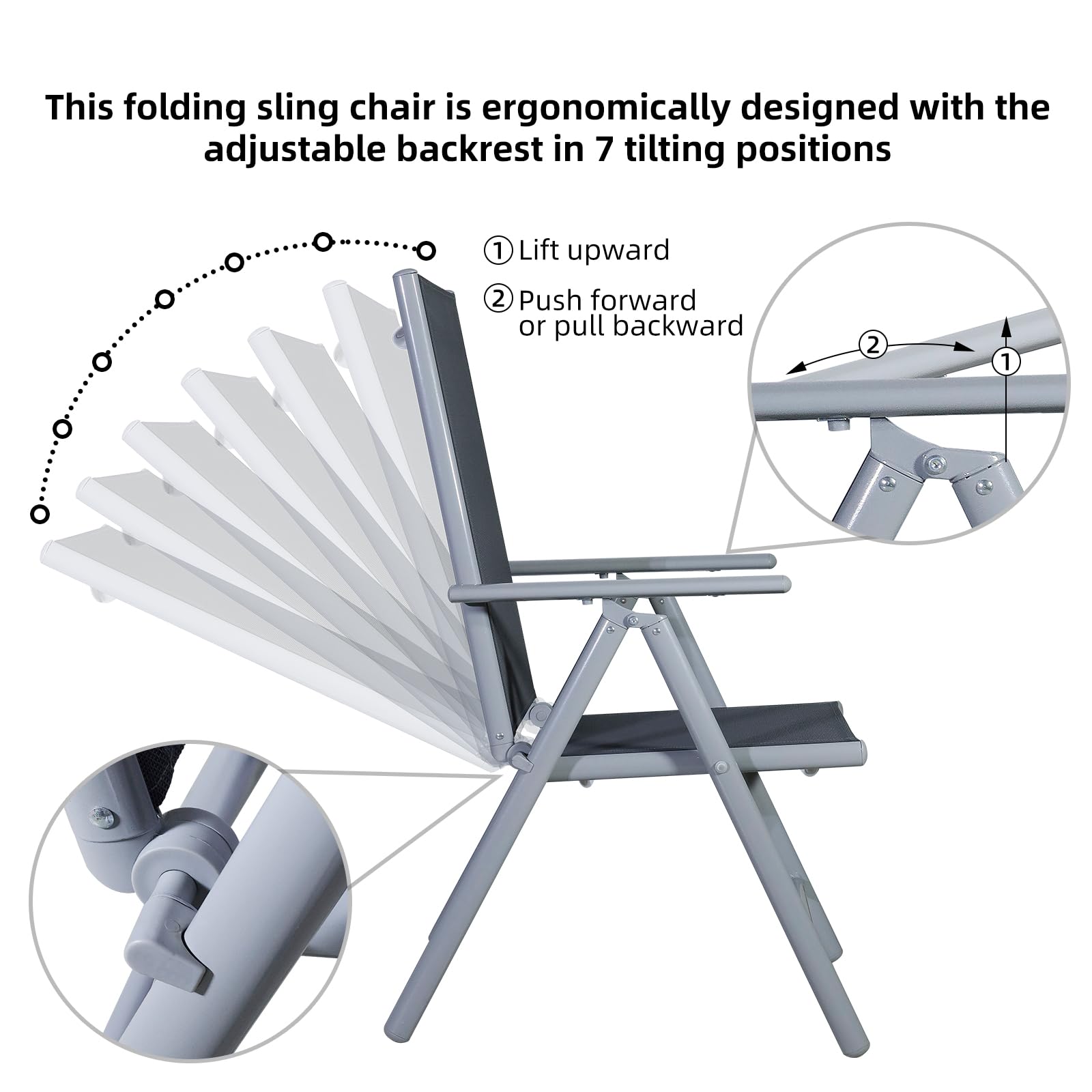 CCLIFE DIY Tools chaise jardin pliante 7 positions Teslin 150 kg