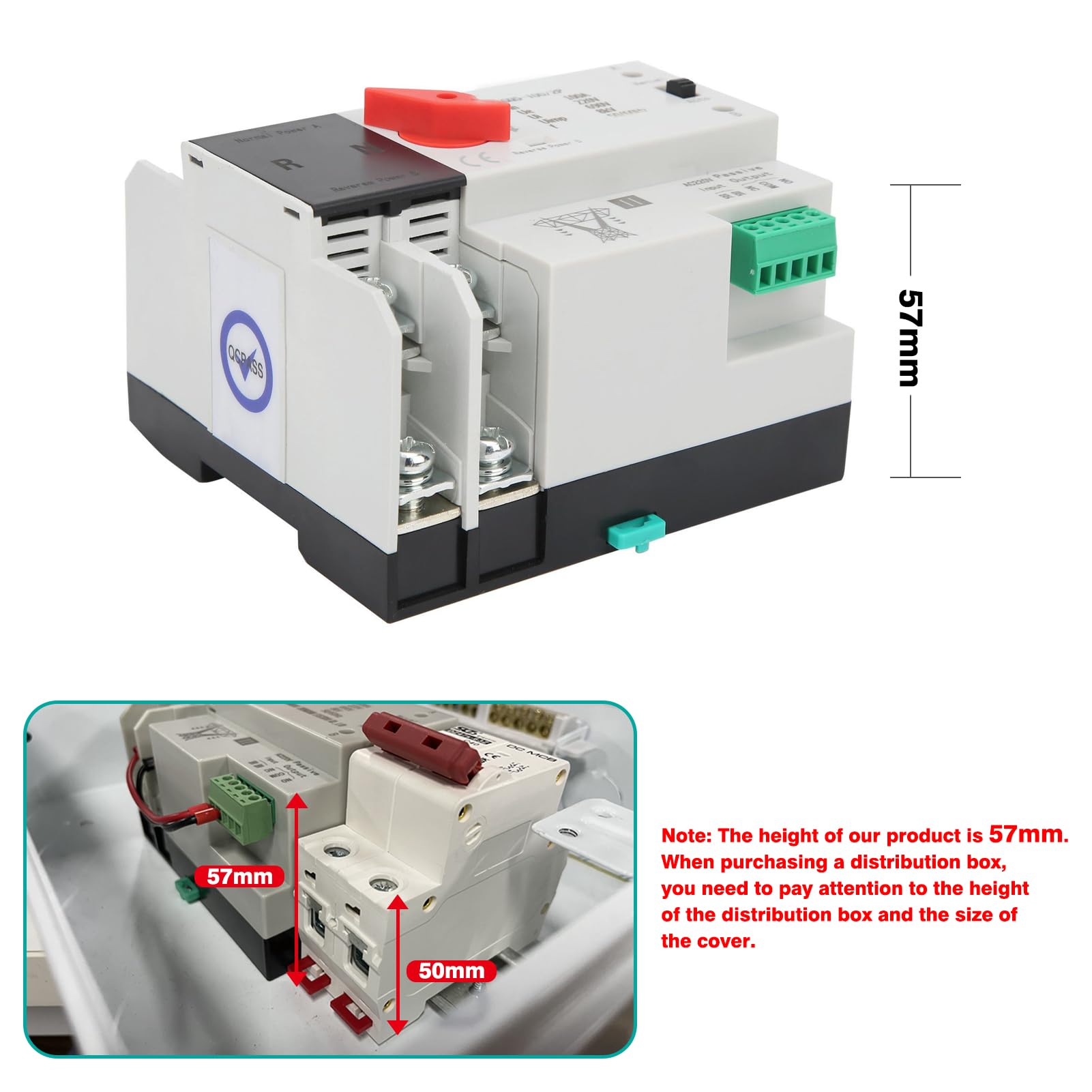 Jadeshay Installation Électrique Inverseur ZGQ5-100/2P 100A