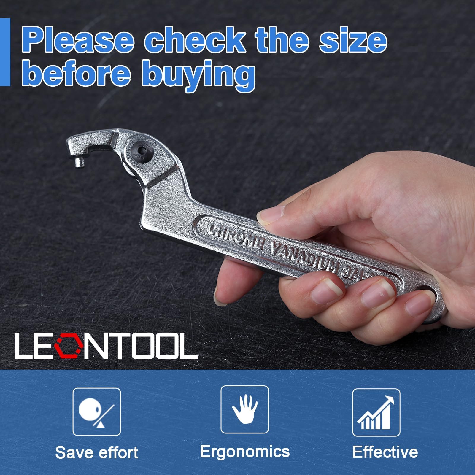 LEONTOOL Clés à Molette Clé crochet C 19-51 mm acier
