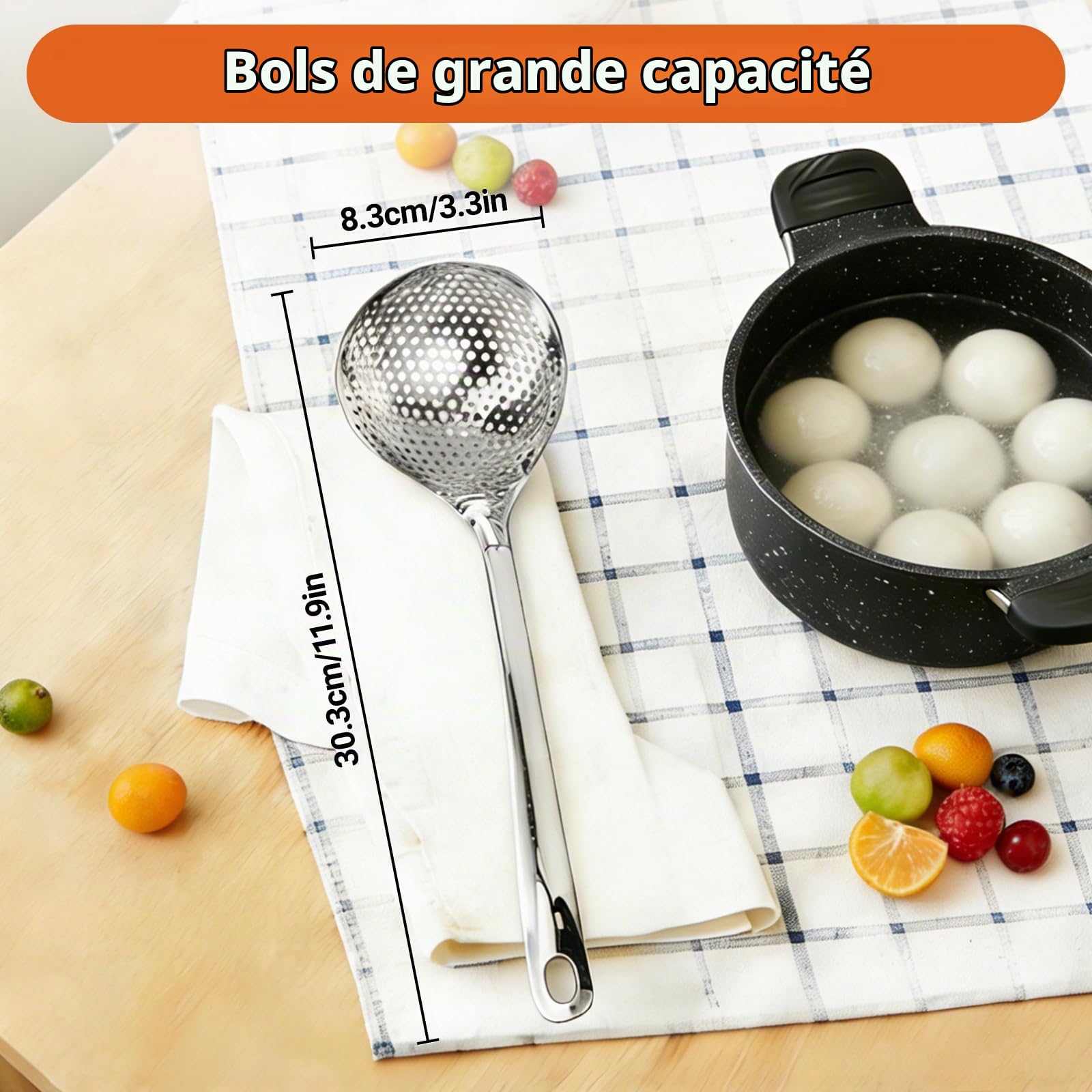 OUKENS Écumoire Inox 30 cm Lot de 2 Acier Inoxydable