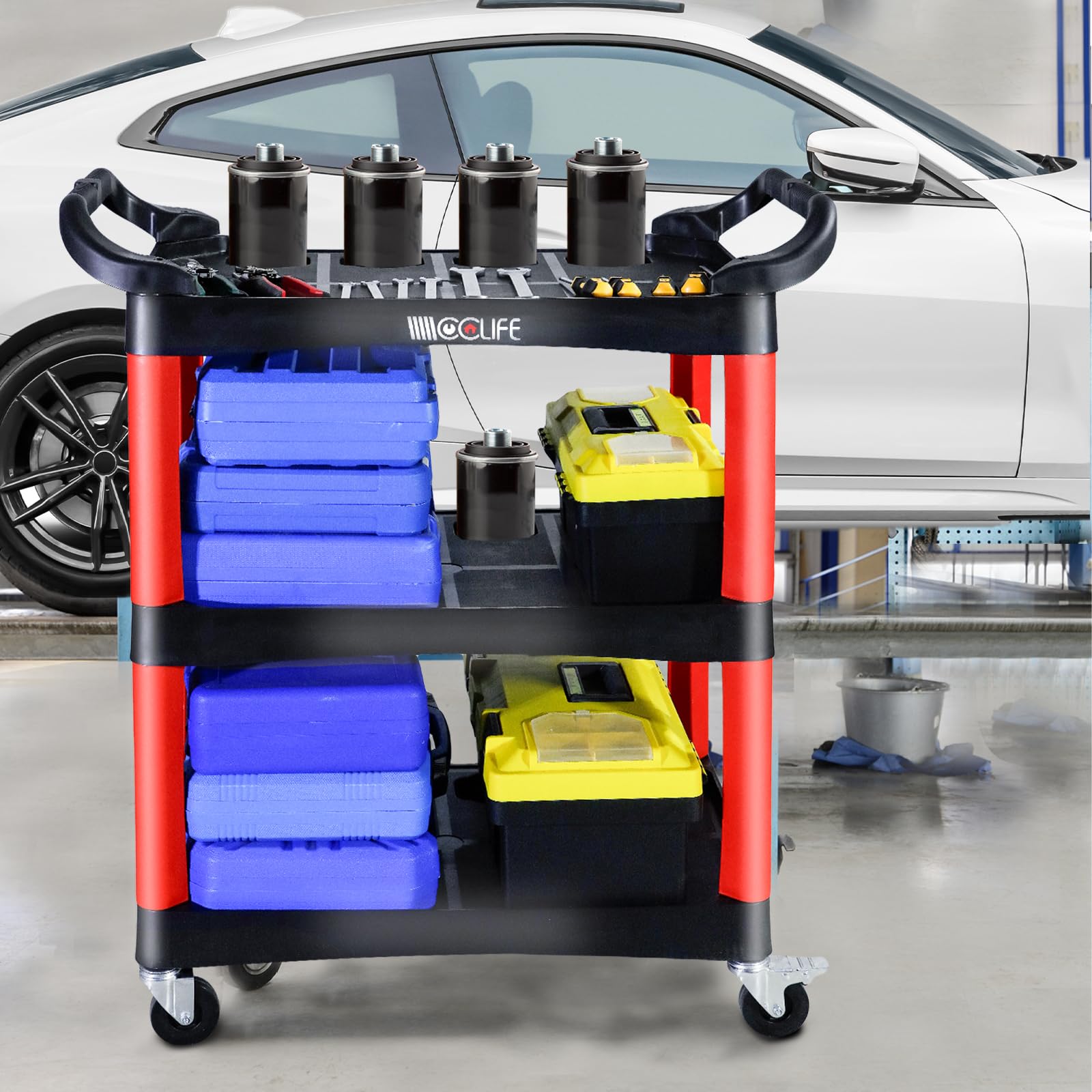 CCLIFE DIY Tools chariot atelier 3 niveaux servante avec compartiments 150 kg