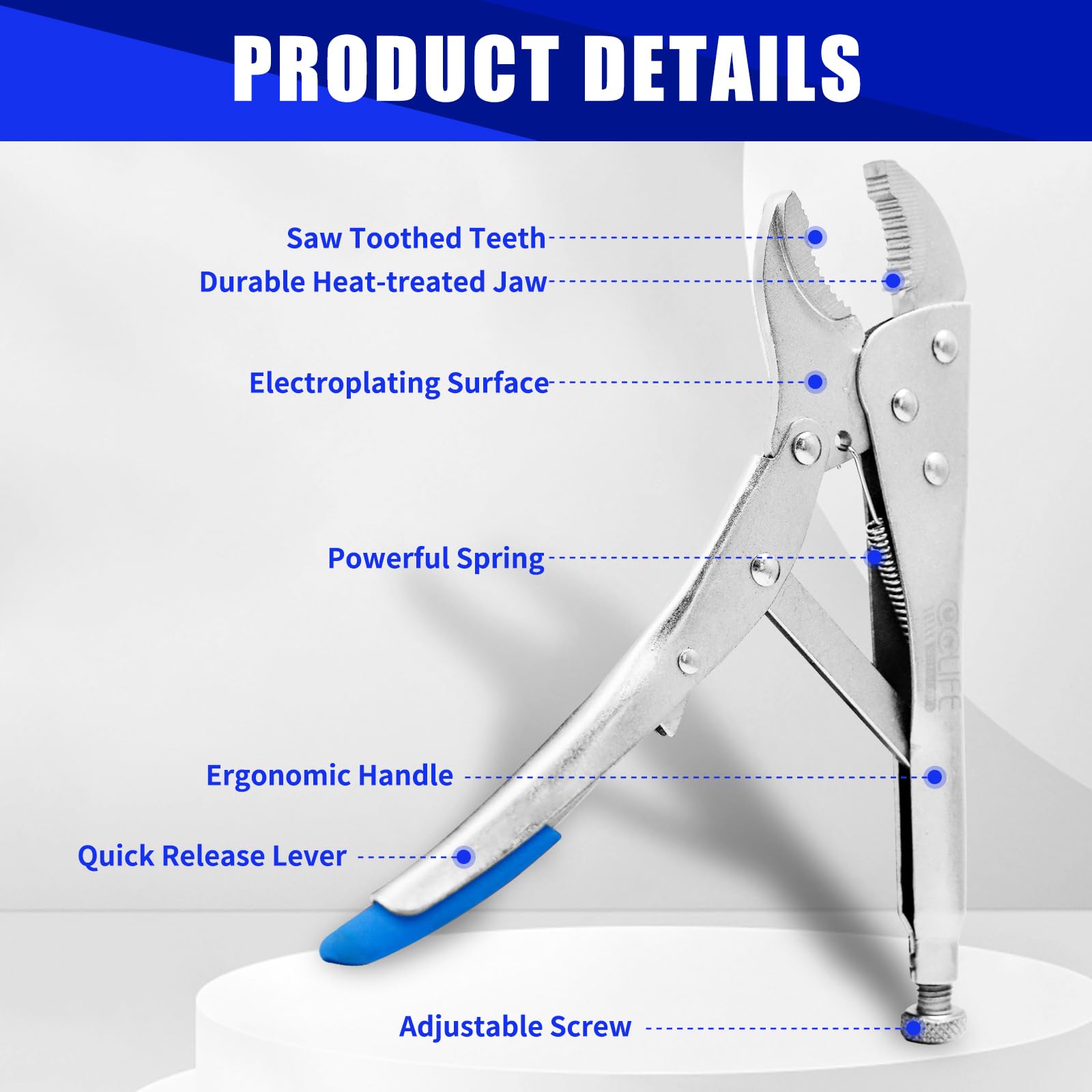 CCLIFE DIY Tools pince-étau 250 mm mors ovales
