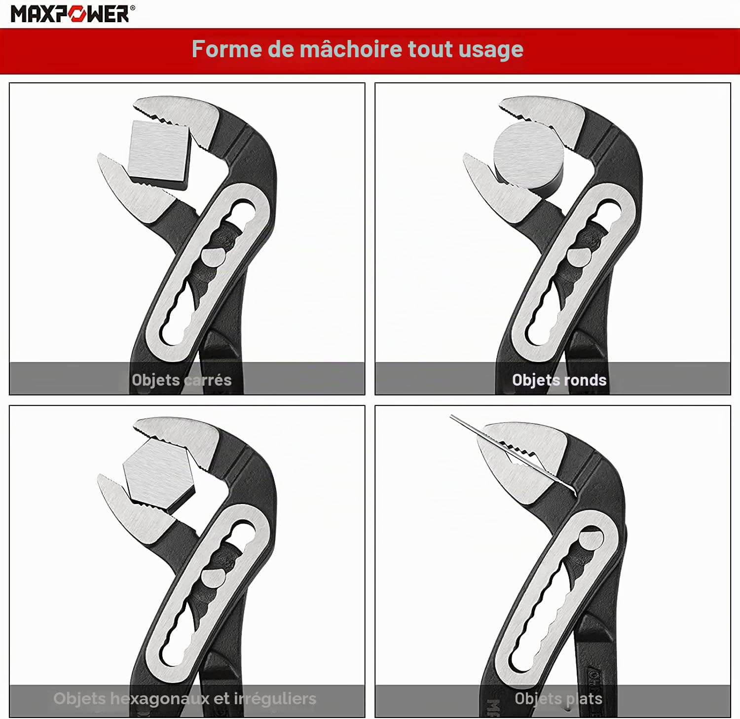 MaxPower Outils de plomberie pince multiprise jeu de 3 180-300 mm