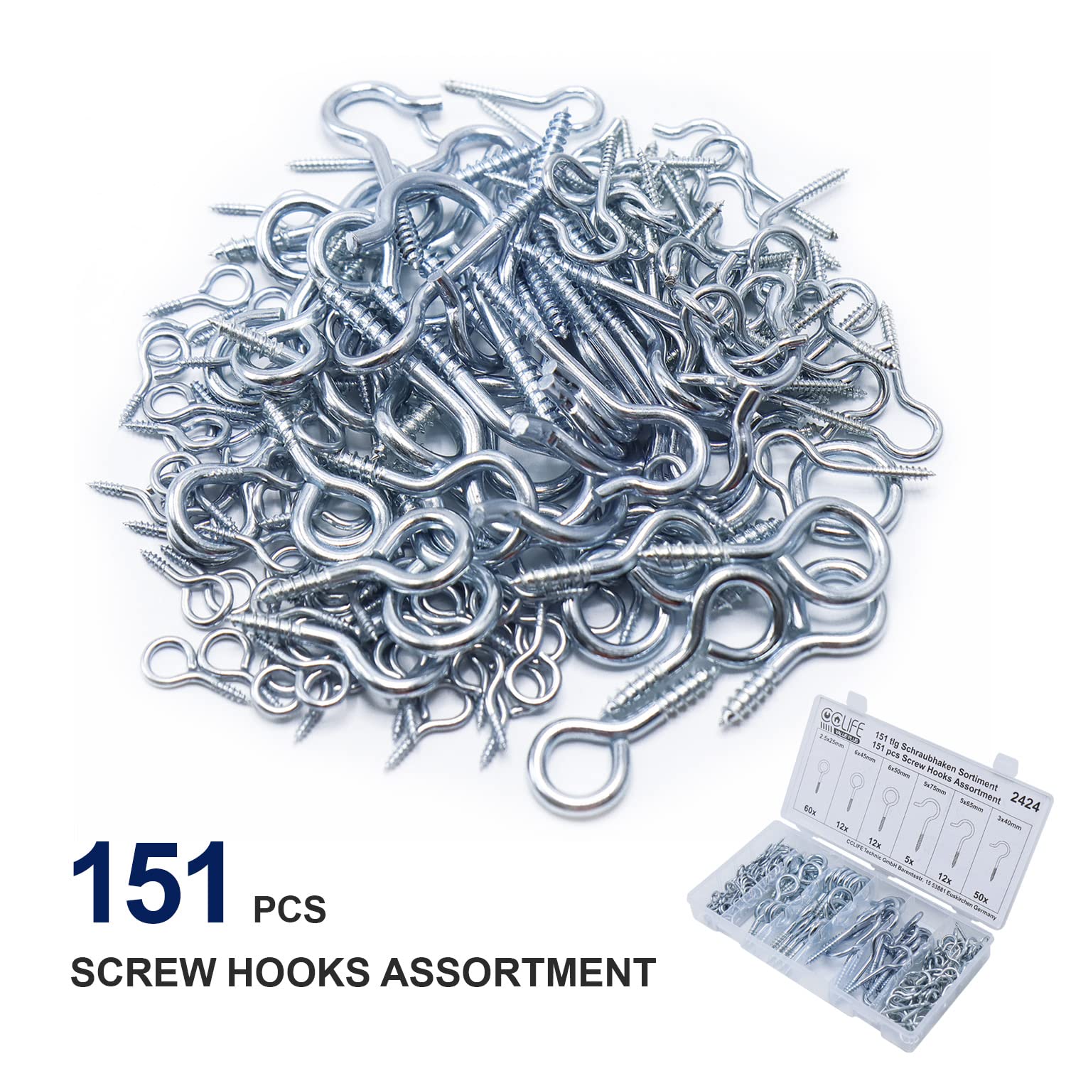 CCLife DIY Tools crochet à visser ouvert fermé 151 pcs boîte