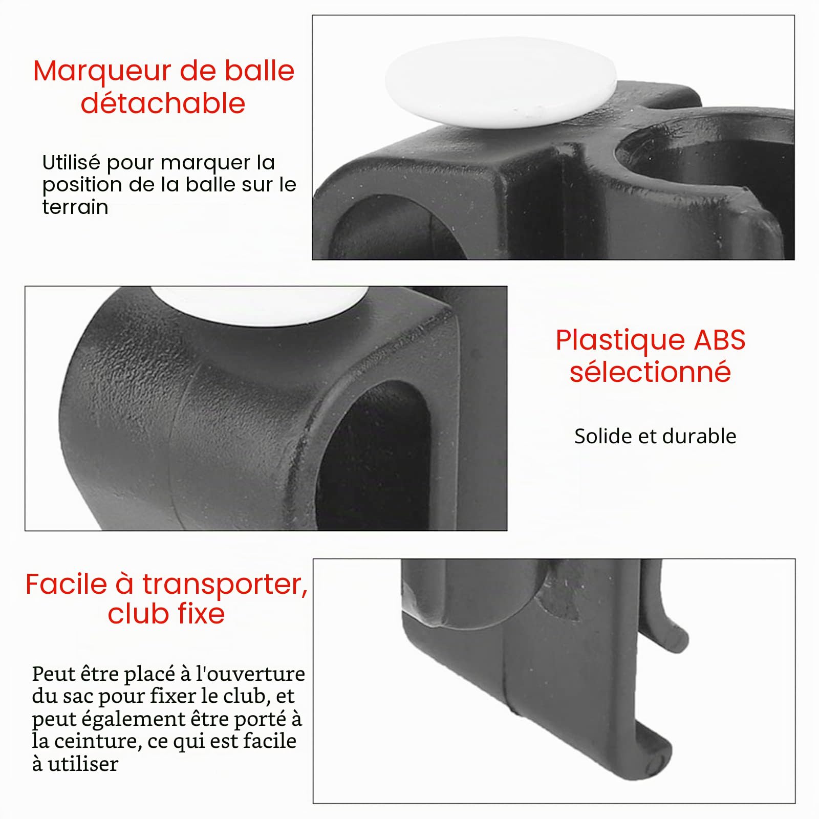 OUKENS Clip Putter Golf Porte-Club Noir Lot de 5