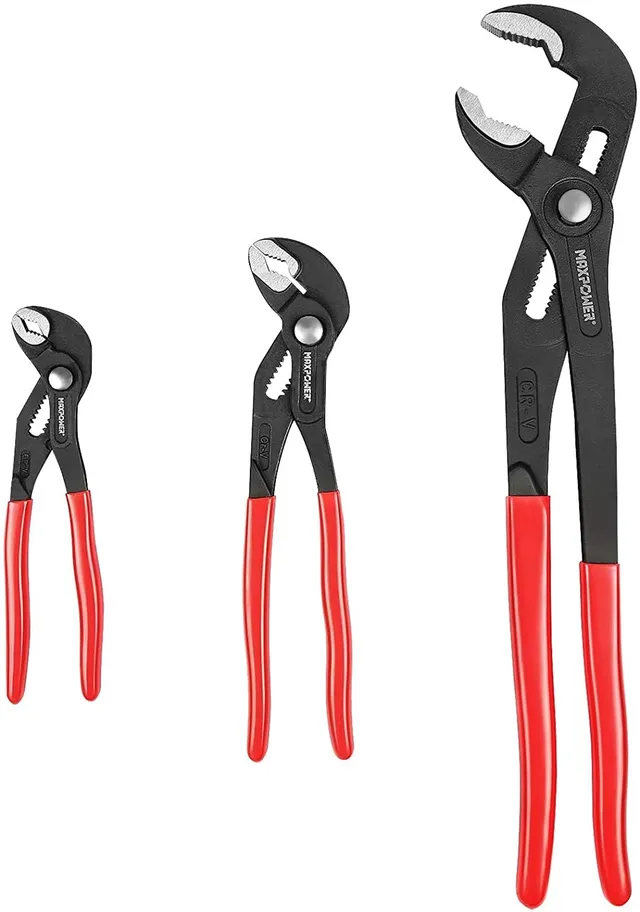 MaxPower Outils de plomberie pinces multiprises 3 pcs Cr-V