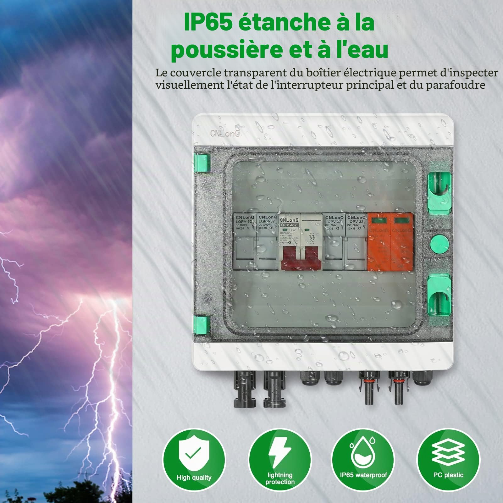 Jadeshay Solaire boîte combinaison 2 voies IP65 DC500V