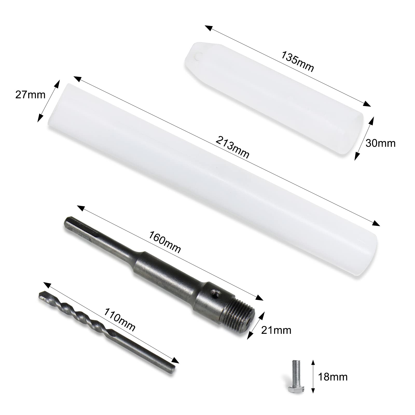 CCLIFE DIY Tools adaptateur SDS Plus 160 mm foret 110 mm béton