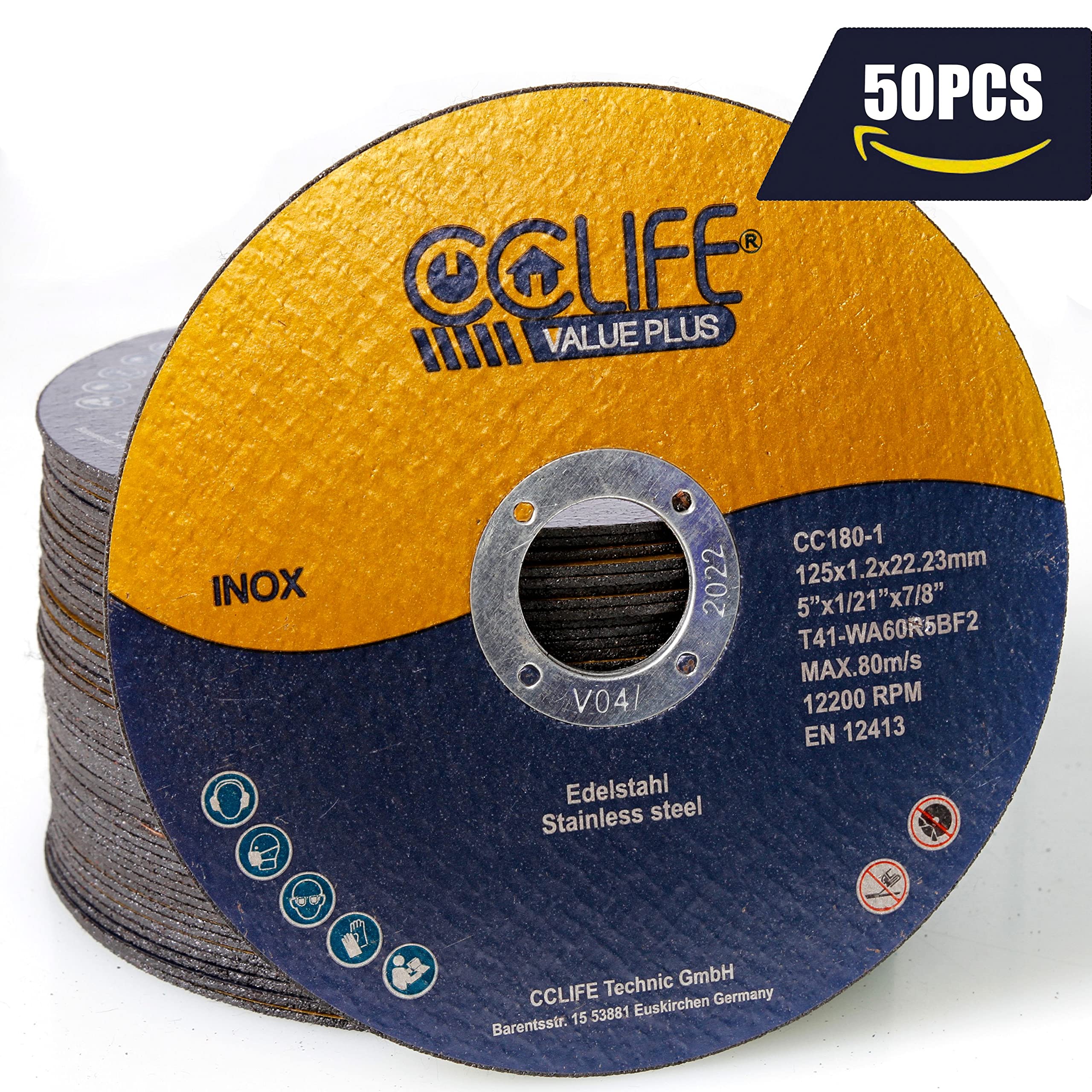 CCLIFE DIY Tools disque à tronçonner 125 mm lot de 50 inox