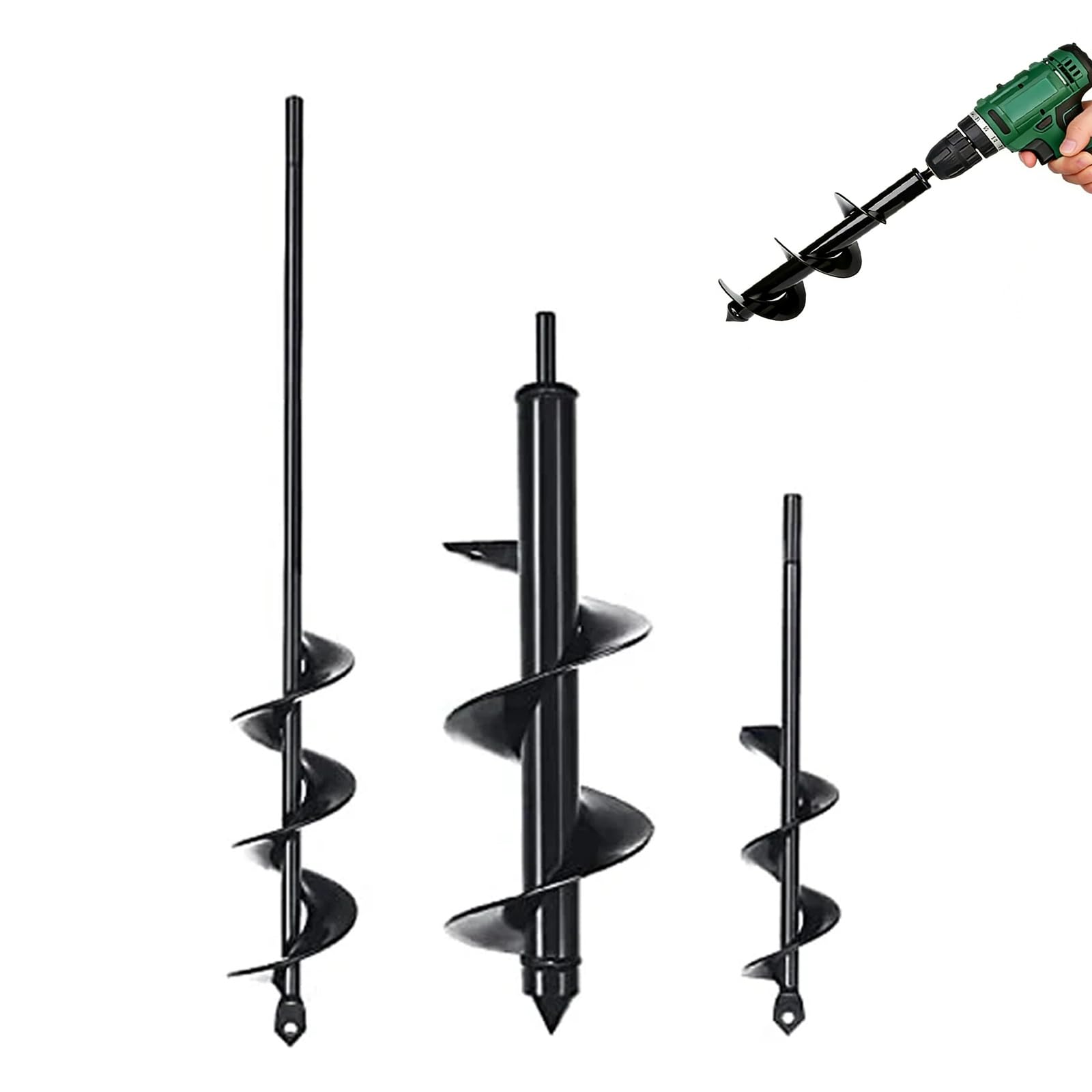 OUKENS Kit 3 tarières spirale jardin tige hexagonale 18V