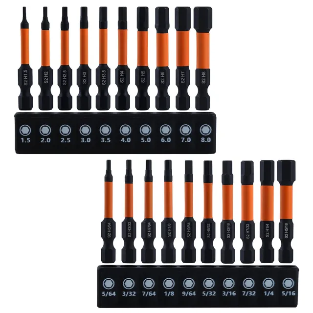 LEONTOOL Tournevis jeu 20 embouts hex S2 50mm métrique+SAE