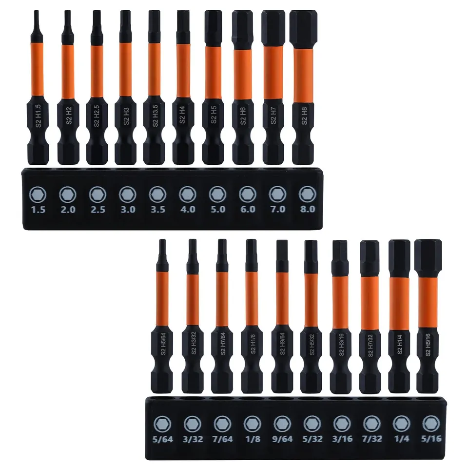 LEONTOOL Tournevis jeu 20 embouts hex S2 50mm métrique+SAE
