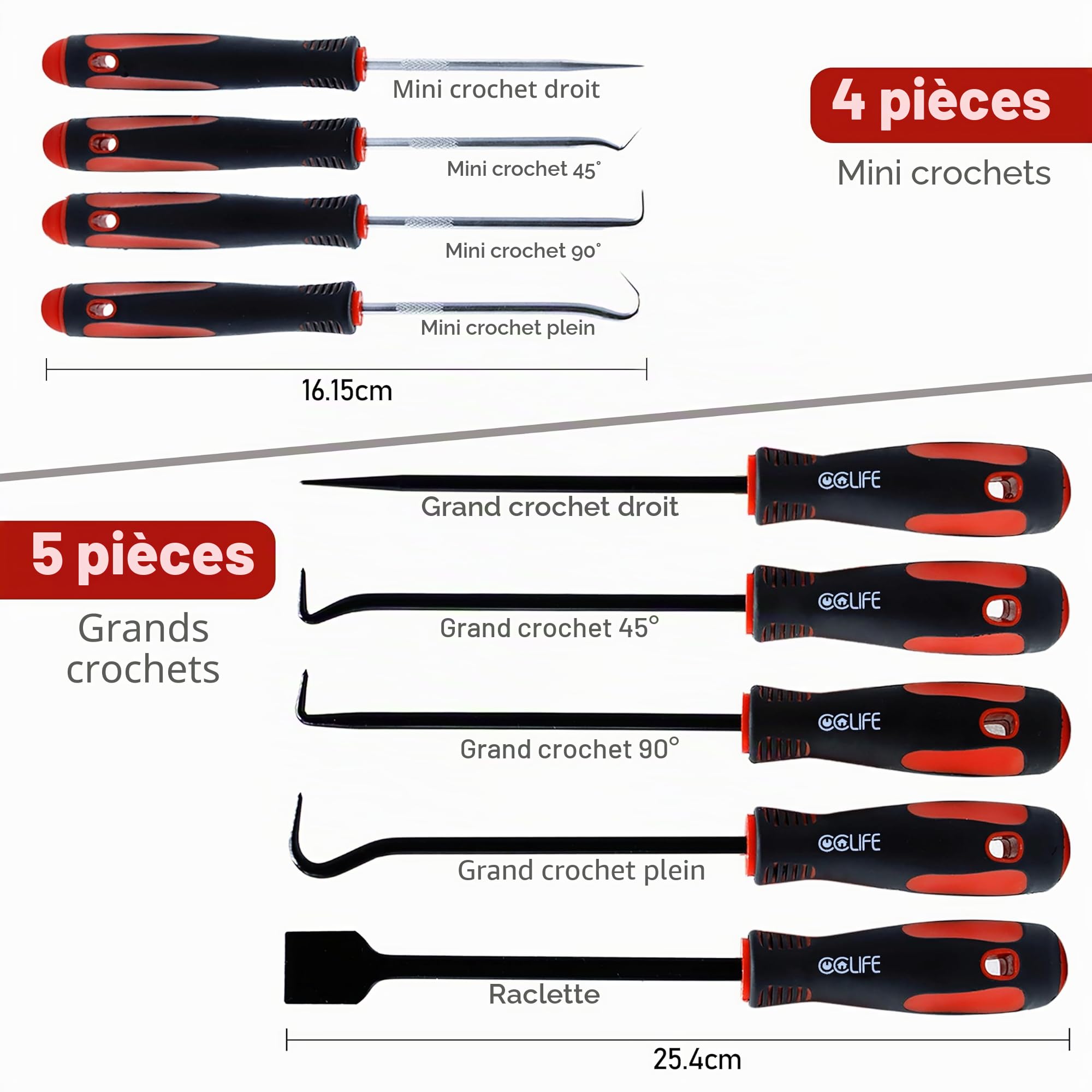 CCLIFE DIY Tools kit crochets 9 pièces joints toriques