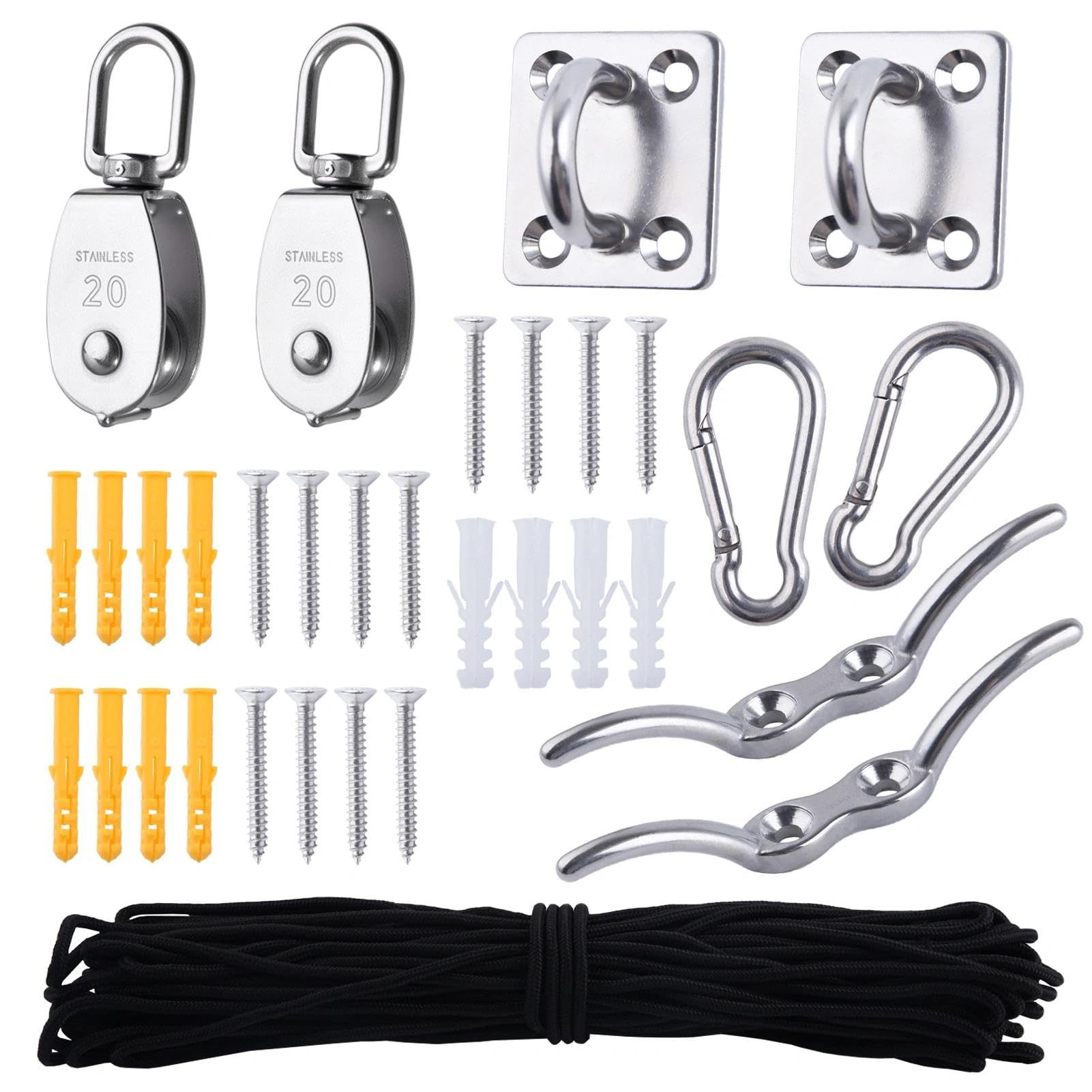 LEONTOOL M15 Kit poulie inox corde nylon levage