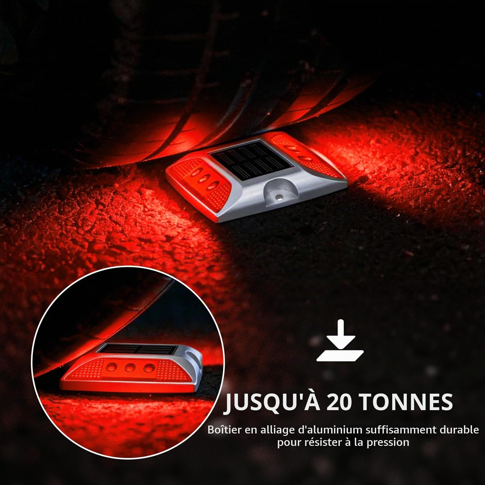OUKENS Lampe solaire de sol rouge IP65