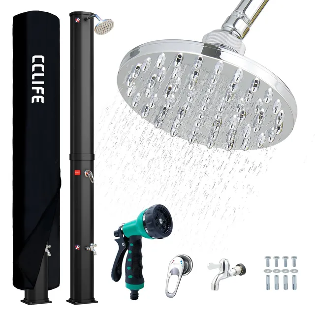 CCLIFE DIY Tools douche solaire 40 L noire avec douchette