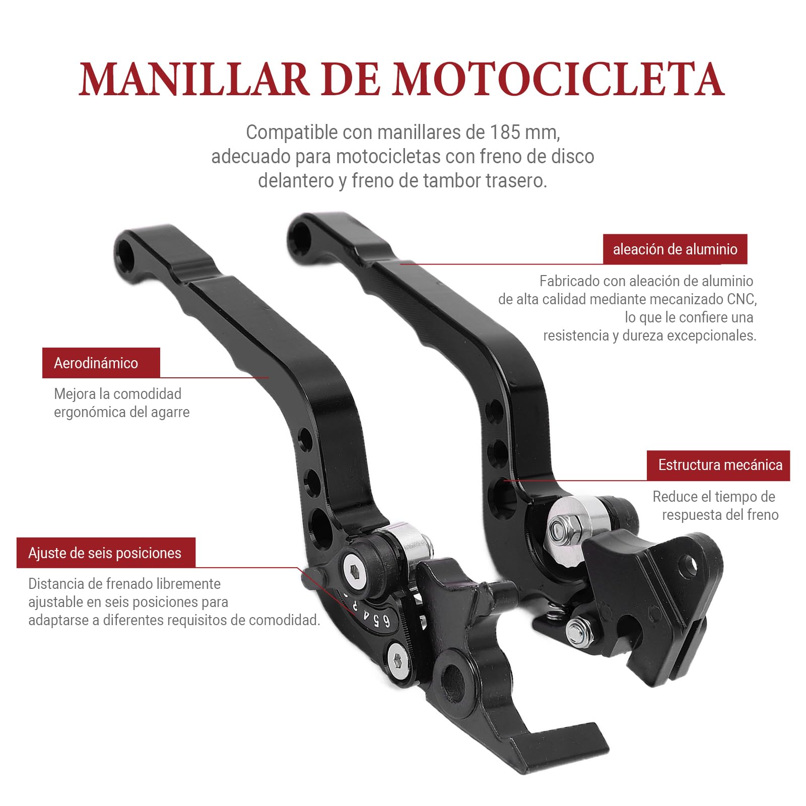 OUKENS Accessoires de moto leviers frein embrayage noir alu x2