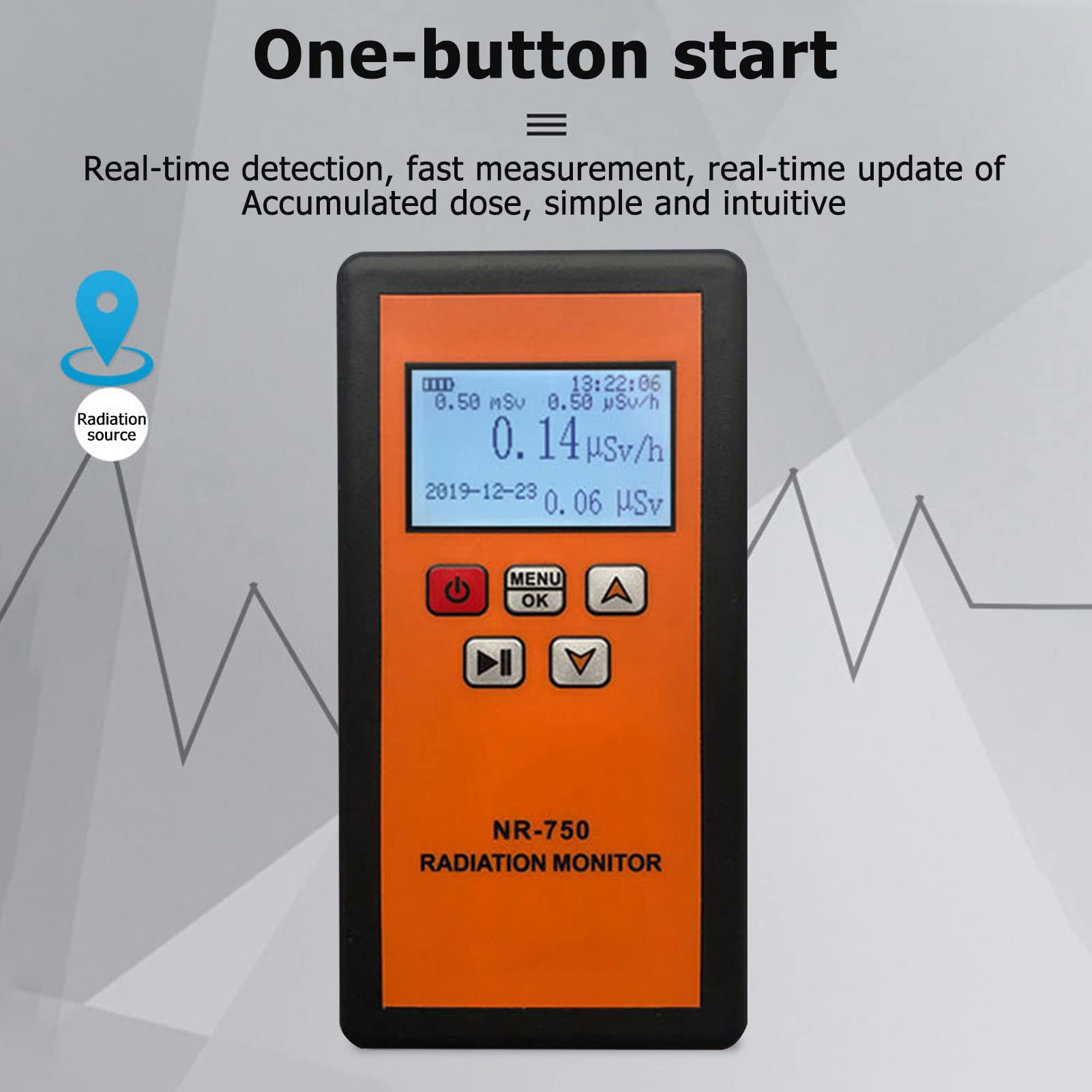 Jadeshay Détecteur radiation NR-750 compteur Geiger orange
