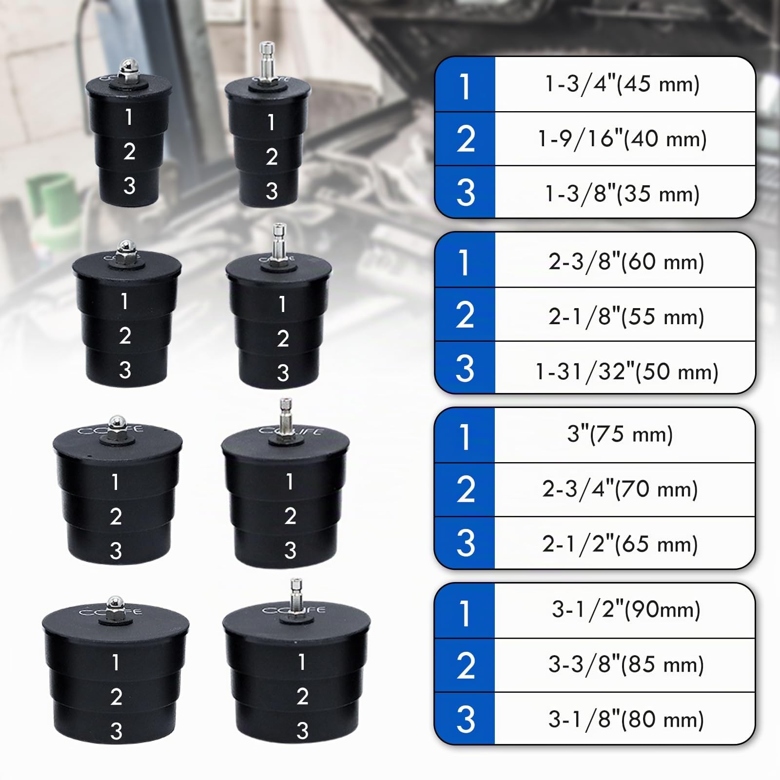 CCLIFE Test Tools testeur de fuite turbo 9 pièces 35-90 mm