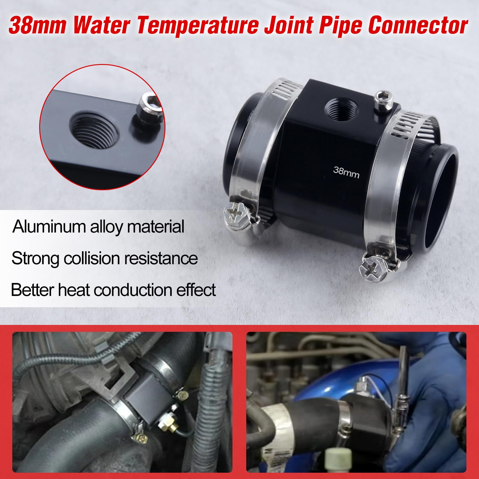 LEONTOOL Adaptateur durite 38 mm sonde température eau + colliers