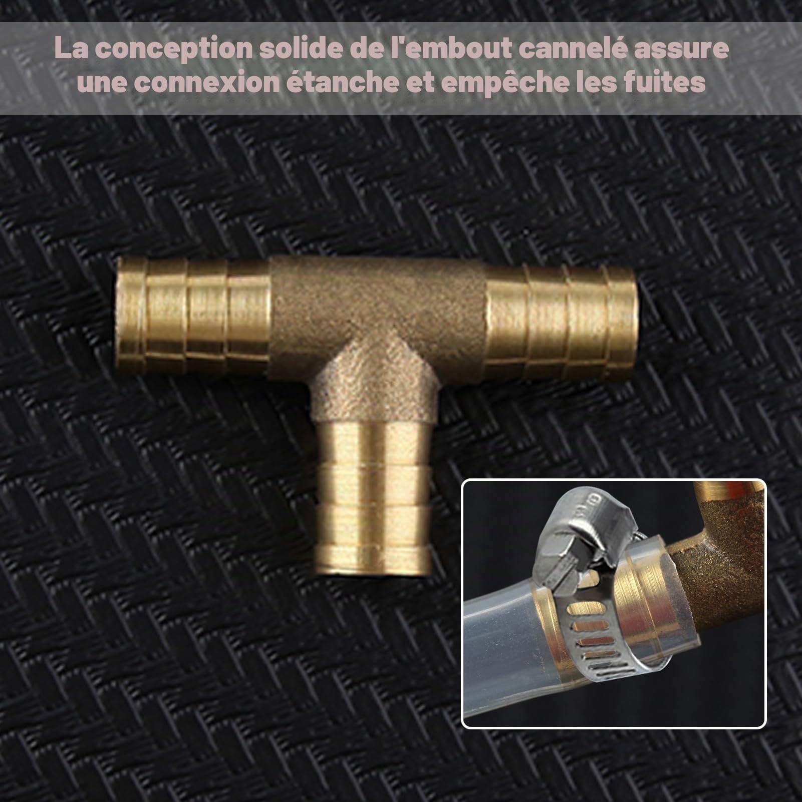 LEONTOOL Vis et Écrous Raccord T Laiton 12mm Lot 2 + Colliers
