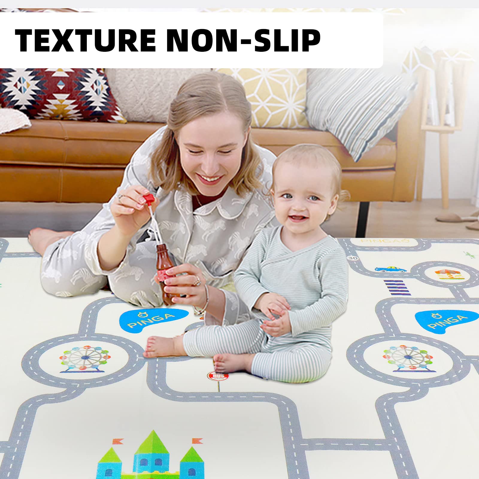 CCLIFE Baby tapis de jeux bébé 196x176 cm autoroute