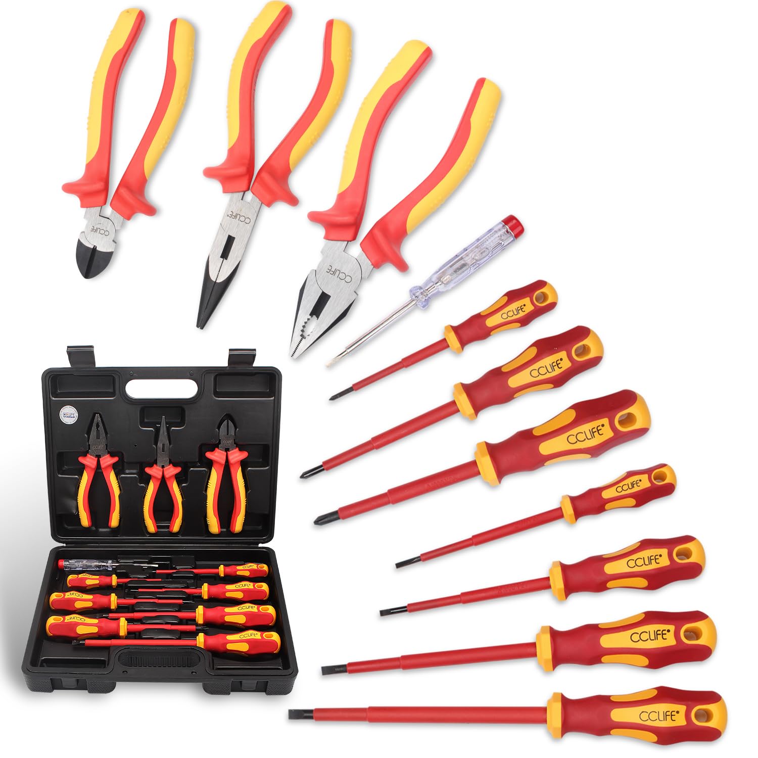 CCLIFE Screwdriver Sets Tournevis VDE 11Pcs 1000V +Pinces