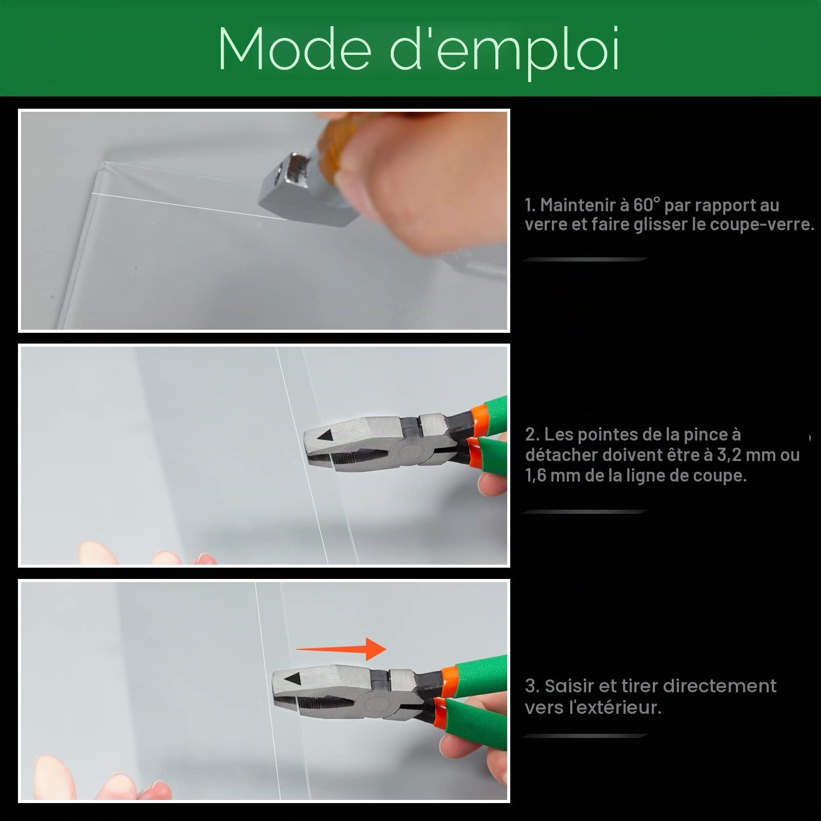 LEONTOOL Pince à briser vitrail 15,2 cm mâchoire 1,9 cm