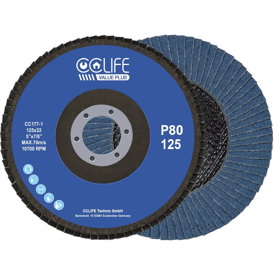 CCLIFE Disques à Lamelles 125 mm P80 Lot de 10
