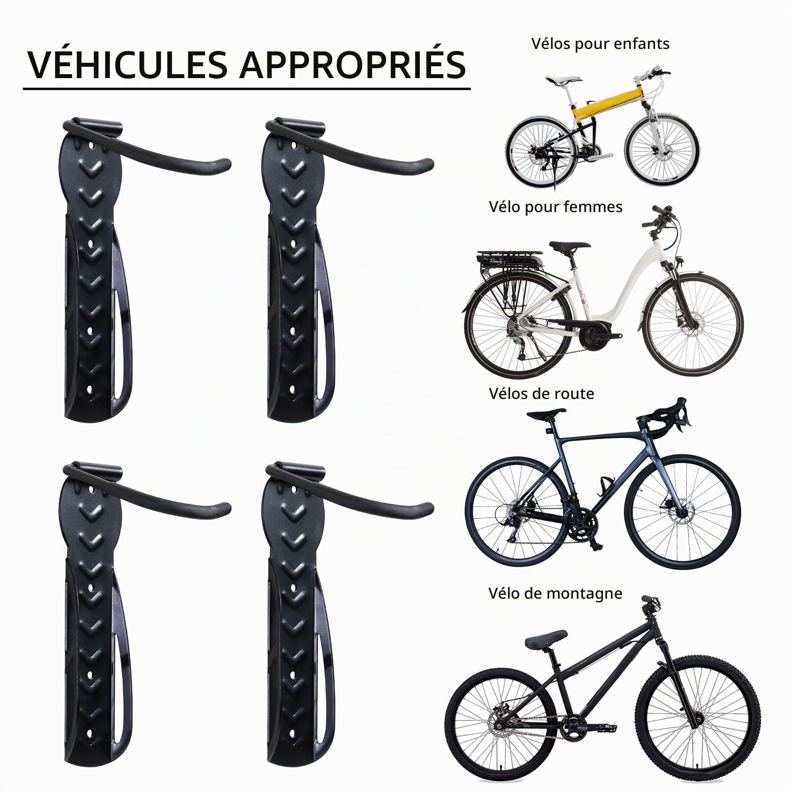 CCLIFE Support vélo mural 4 pcs 35 kg