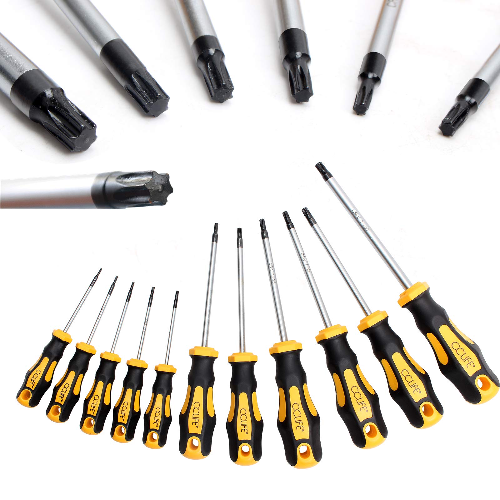 CCLIFE Torx T6-T40 Tournevis Précision 11 Pièces Trou Central